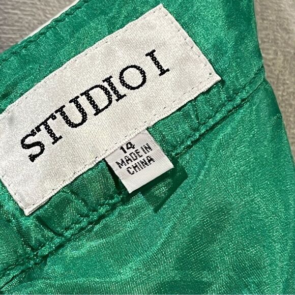 Studio I Floral Green and White Sleeveless v-neck formal Dress size 14 - Picture 10 of 14